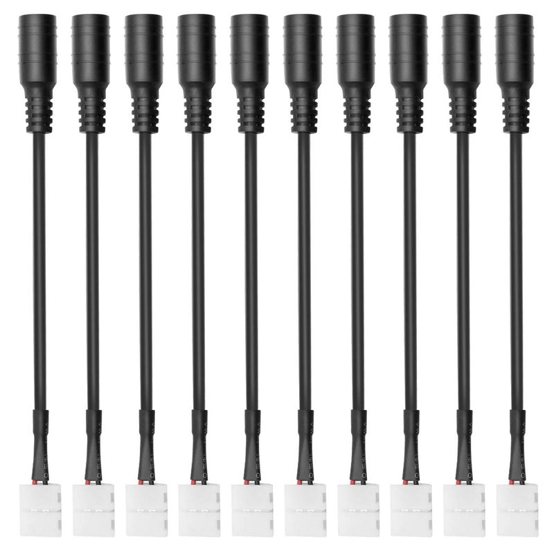 LightingWill 10pcs/Pack DC Female Plug Solderless Snap Down 2Pin Conductor LED Connector for Quick Splitter Connection of 8mm Wide 3528 2835 Single Color Flex LED Strips - Image 1